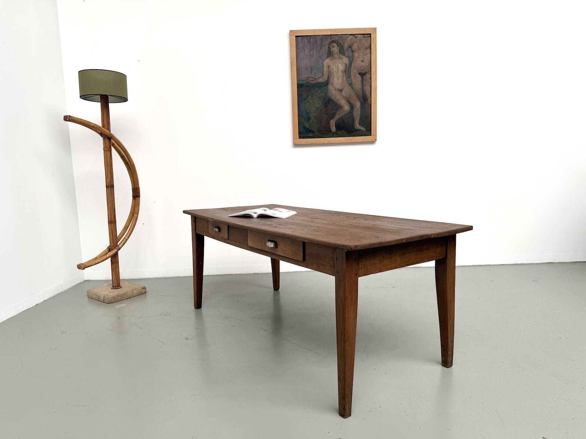 Solid oak farmhouse table, 1930s.