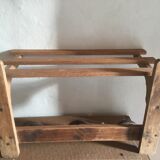 Wood shelf and metal hooks