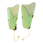 Pair of modernist sconces in screen-printed glass