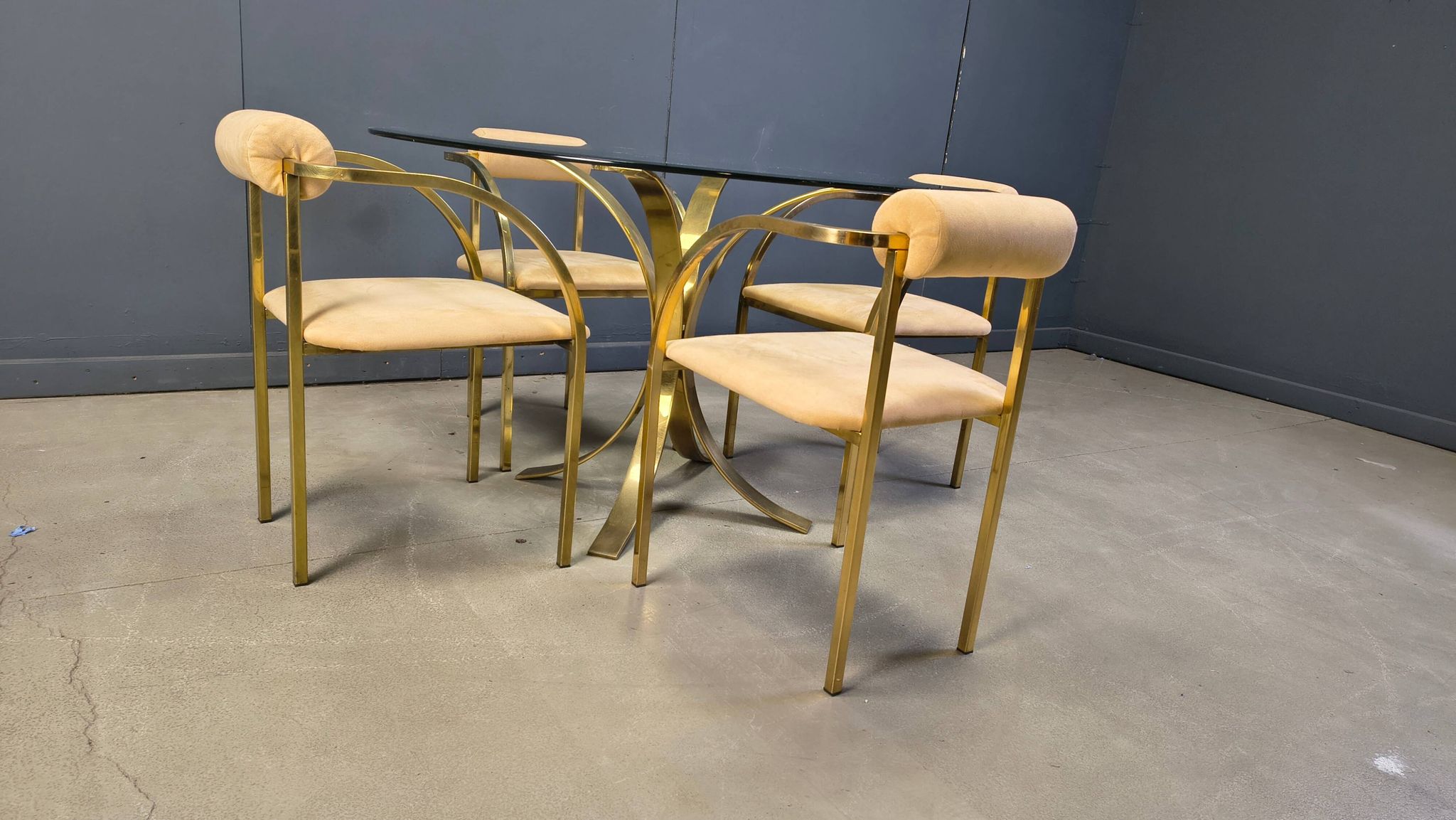 Vintage brass dining set by Belgochrom, 1970s