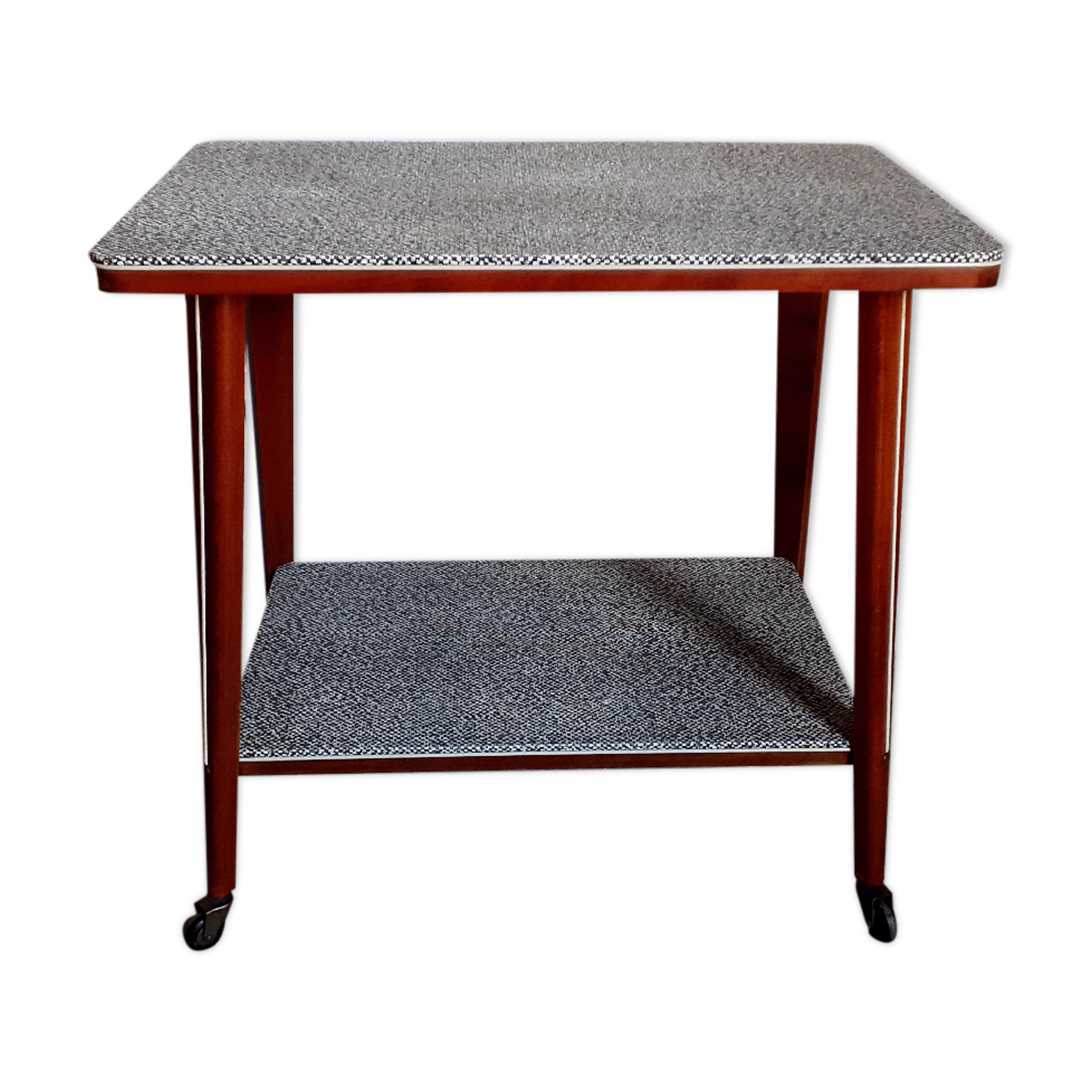 Vintage multifunction service / side table on wooden wheels 50 years 60