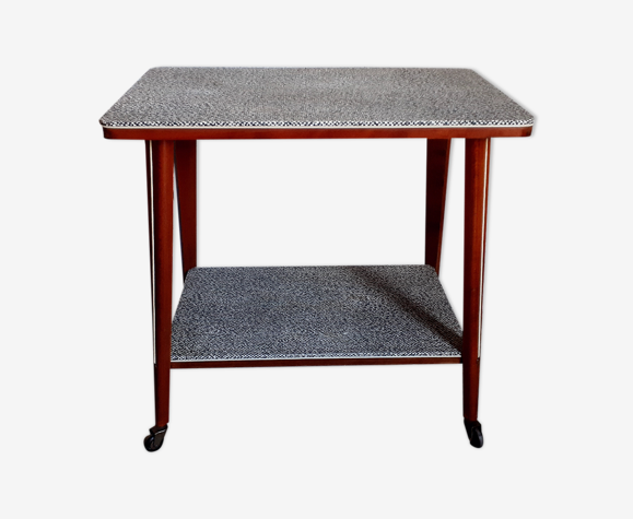 Vintage multifunction service / side table on wooden wheels 50 years 60