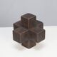 Handmade geometric wooden sculpture in cross form, 1970s – Brutalist constructivist abstraction