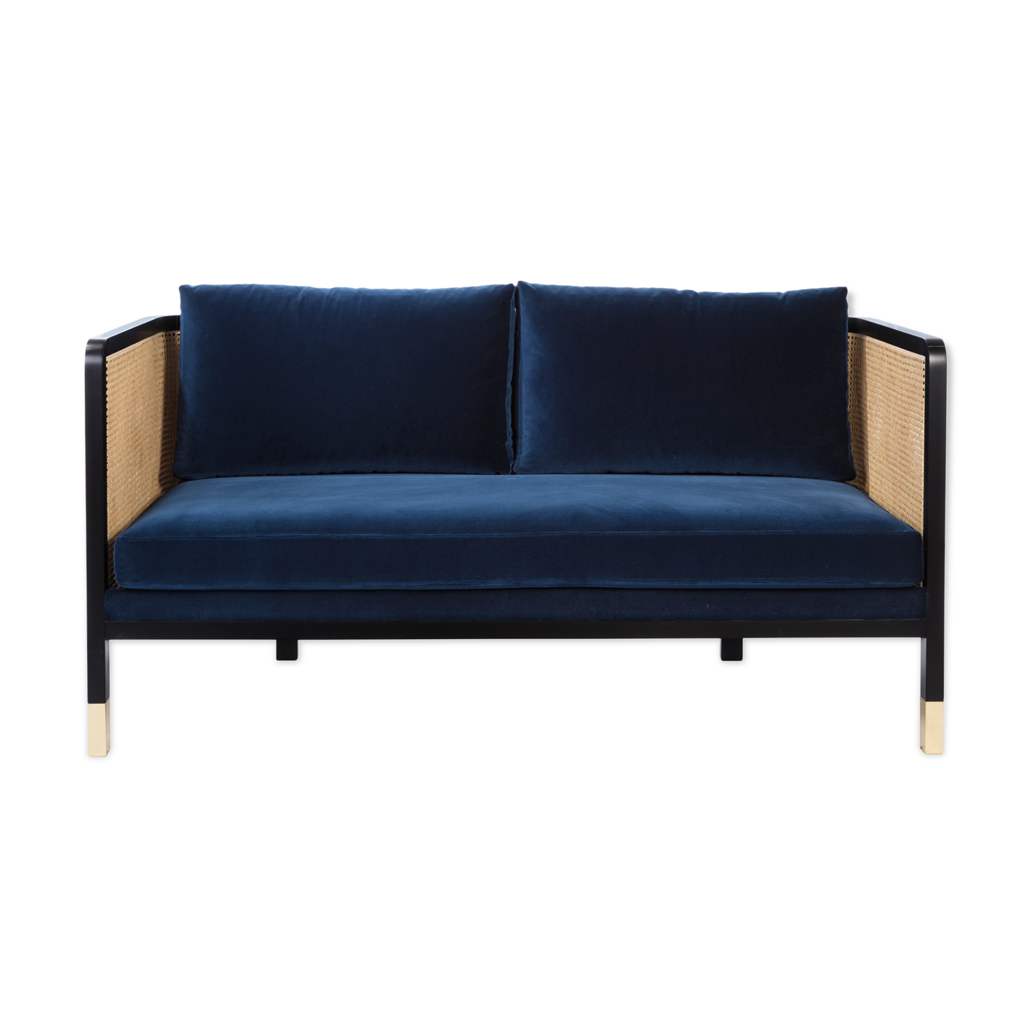 Canapé cannage 160 velours bleu marine Red Edition