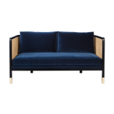 Canapé cannage 160 velours bleu marine Red Edition