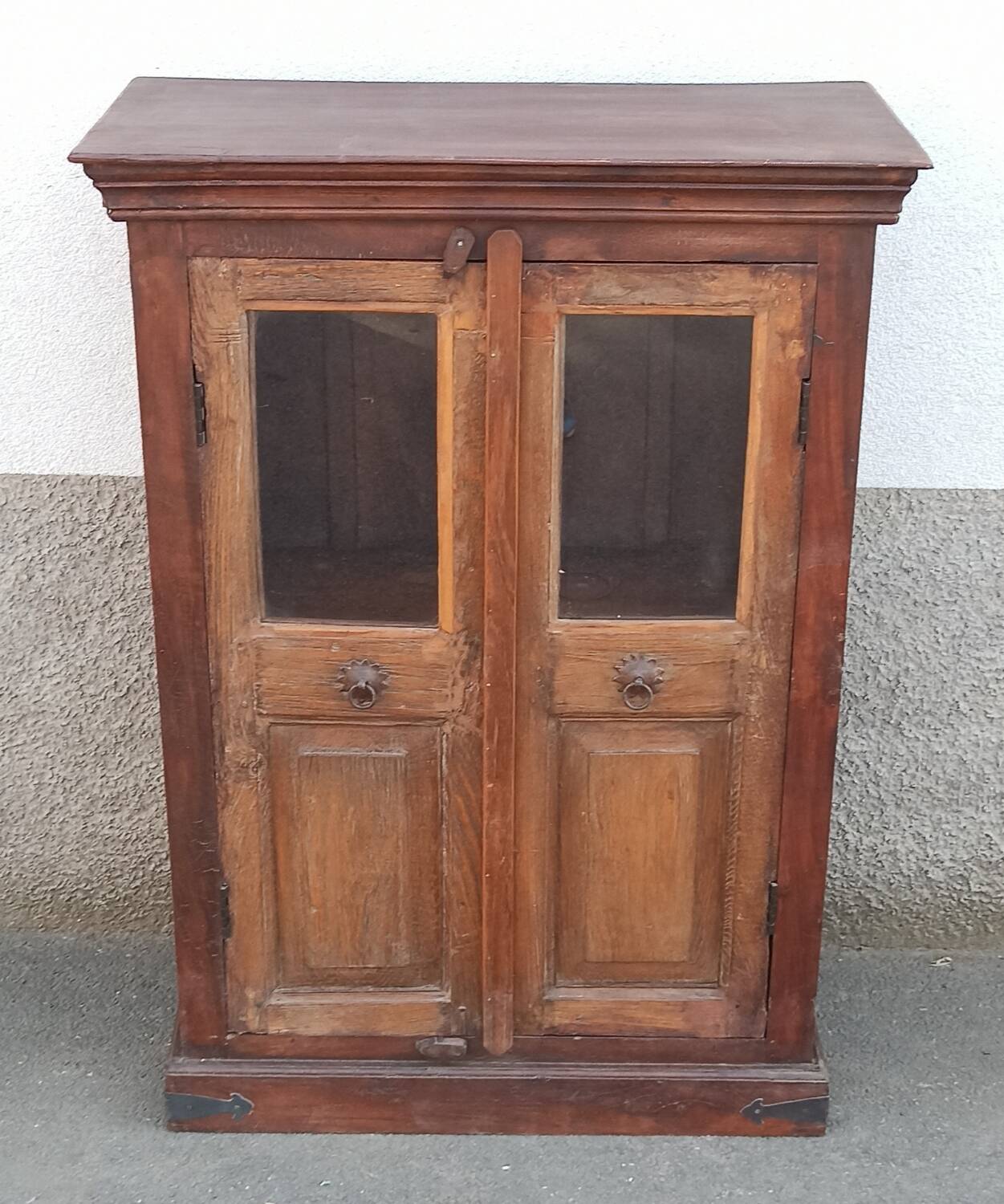 Small glass cabinet in old wood