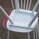 Set of 4 Scandinavian style chairs from the 50s in white lacquered wood and red skaï patties