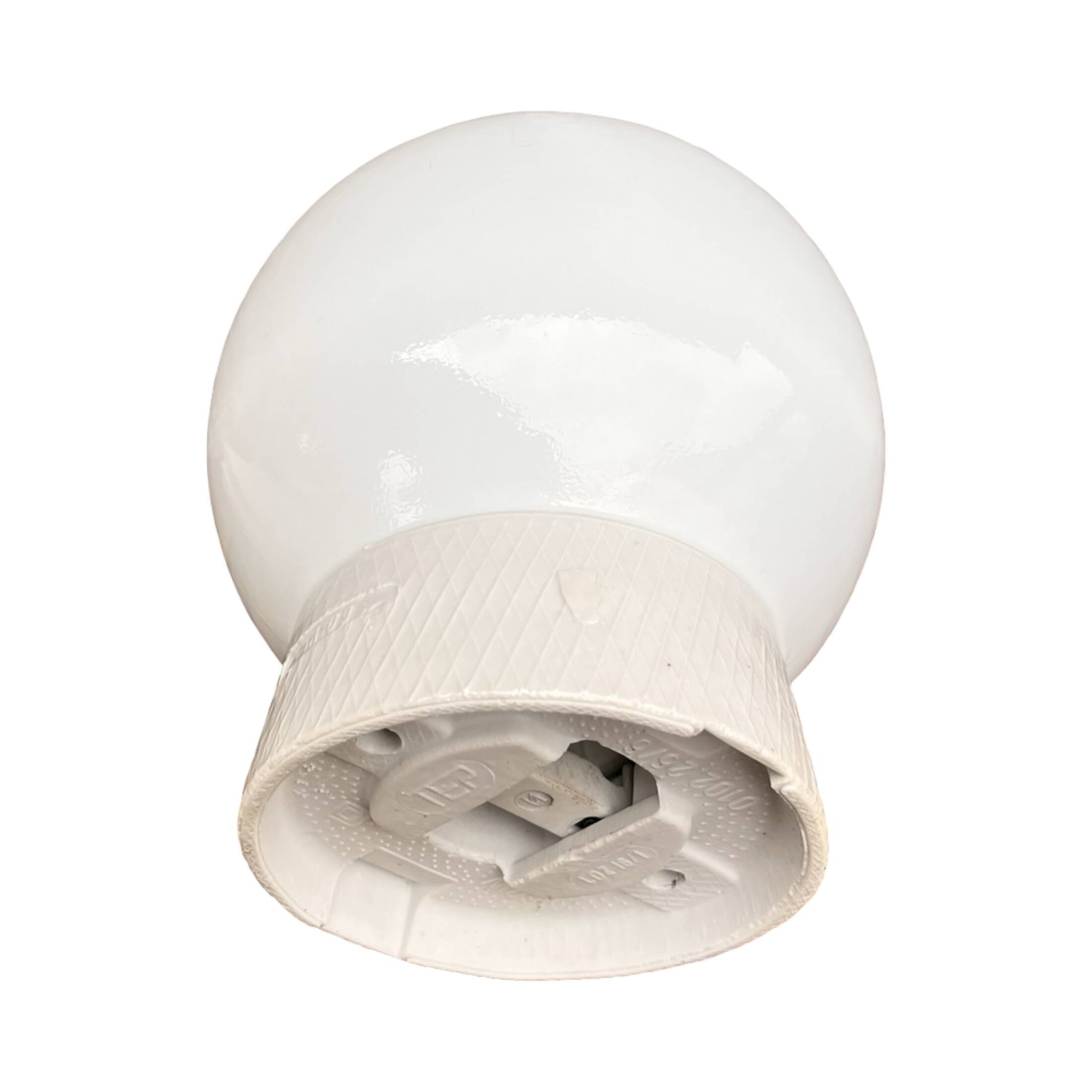 Industrial wall lamp, white, glass, foton, poland, 1960s.