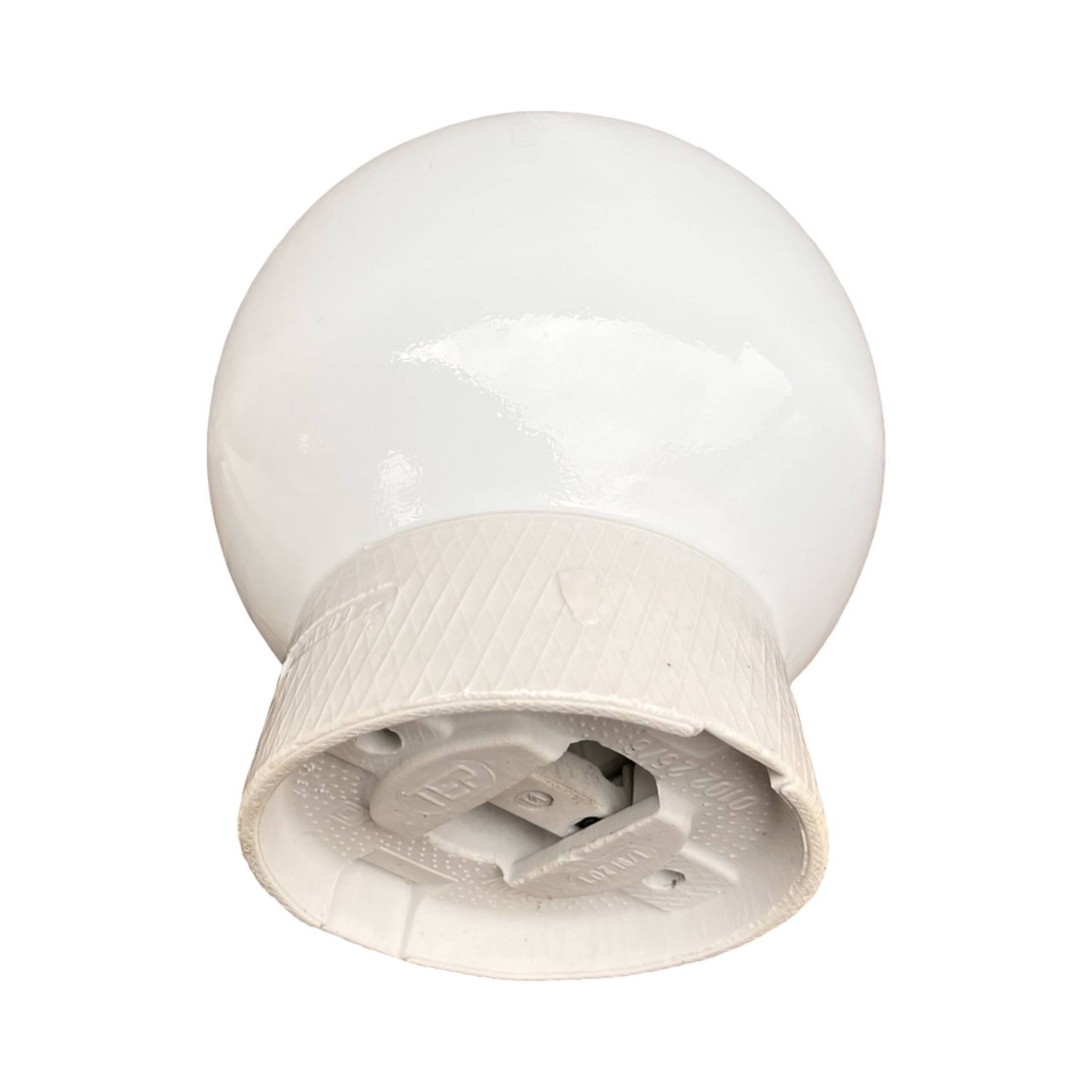 Industrial wall lamp, white, glass, foton, poland, 1960s.