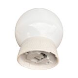 Industrial wall lamp, white, glass, foton, poland, 1960s.