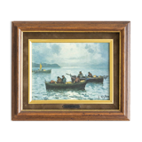 Tableau huile sur toile signée E.Myller "pêche nocturne"