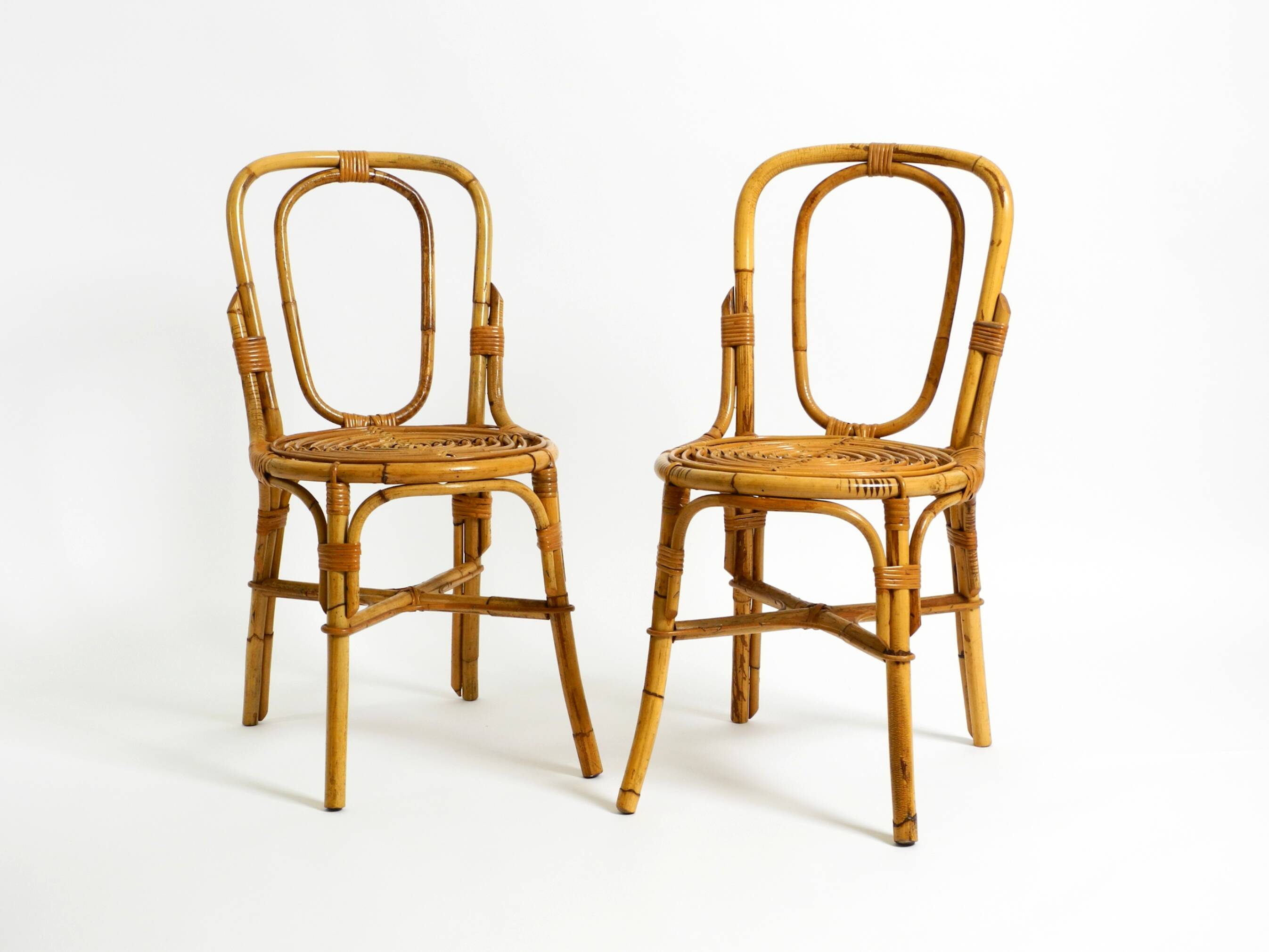 Pair of very beautiful rare original 1960s Italian bamboo chairs