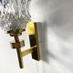 Antique wall light, Arlus type torch, in brass and glass tulip