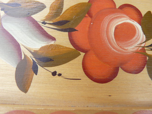 Russian tray in vintage painted wood