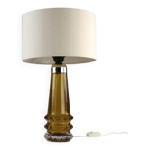 Lampe de table en verre ambre et clair – Suède, années 1960/1970