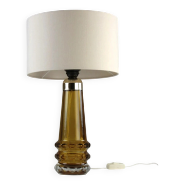 Amber & Clear Glass Table Lamp – Sweden, 1960s/1970s