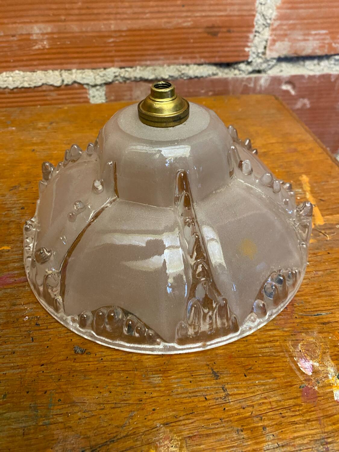 Antique Pendant Light Globe Molded Glass Art Deco Frosted Vintage