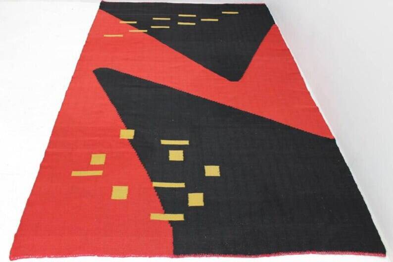 Tapis kilim géométrique moderniste, années 1950