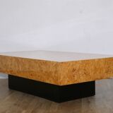 Wooden coffee table and elm magnifying glass 1970