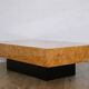 Table basse en bois et loupe d'orme 1970