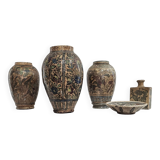 Early 20th century Persian Qajar dynasty pottery vases / bowl / bottle / 1900s