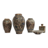 Early 20th century Persian Qajar dynasty pottery vases / bowl / bottle / 1900s