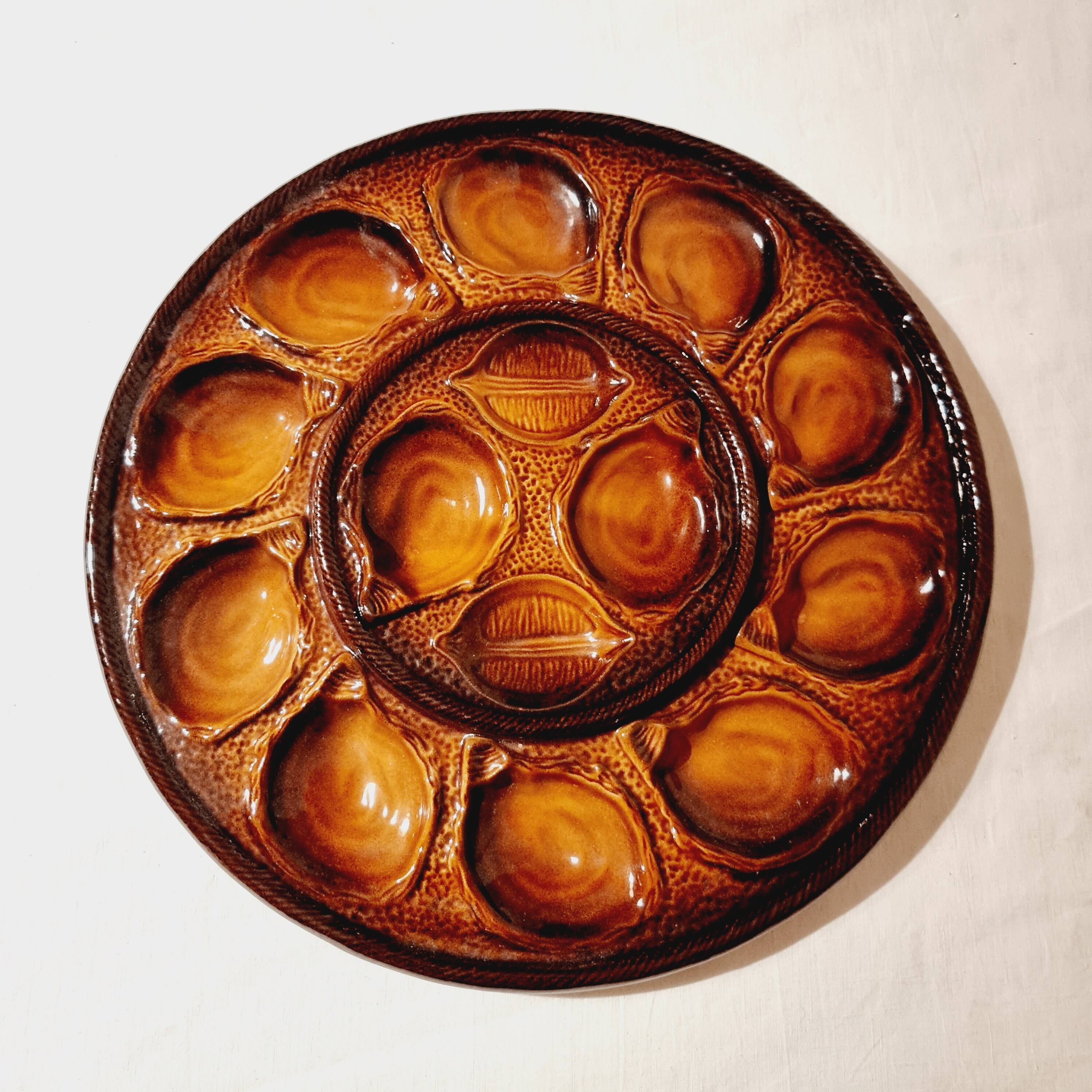 Large Plate for 12 Oysters in French Earthenware from St Clément 1970