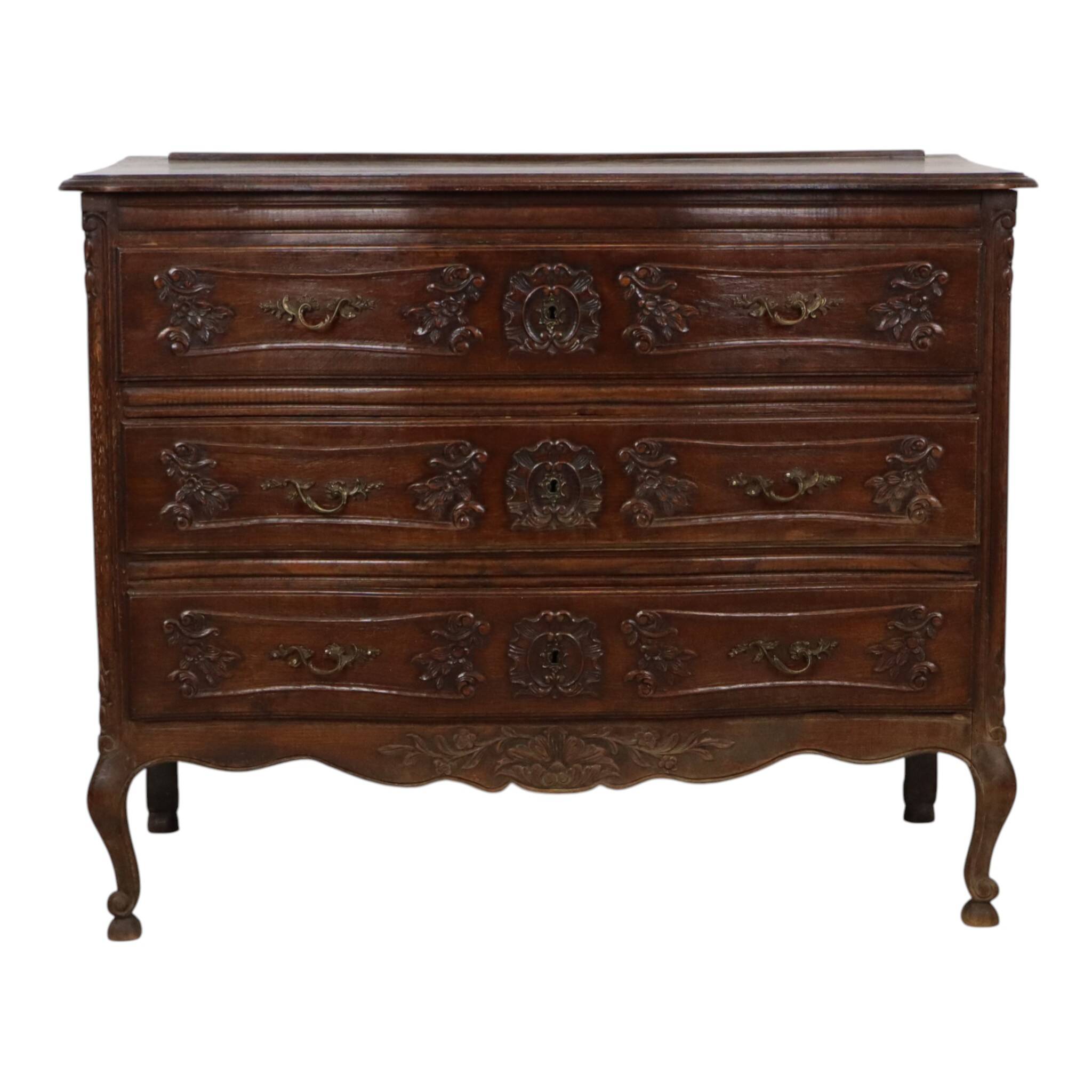 Commode en chêne massif antique France 19e siècle