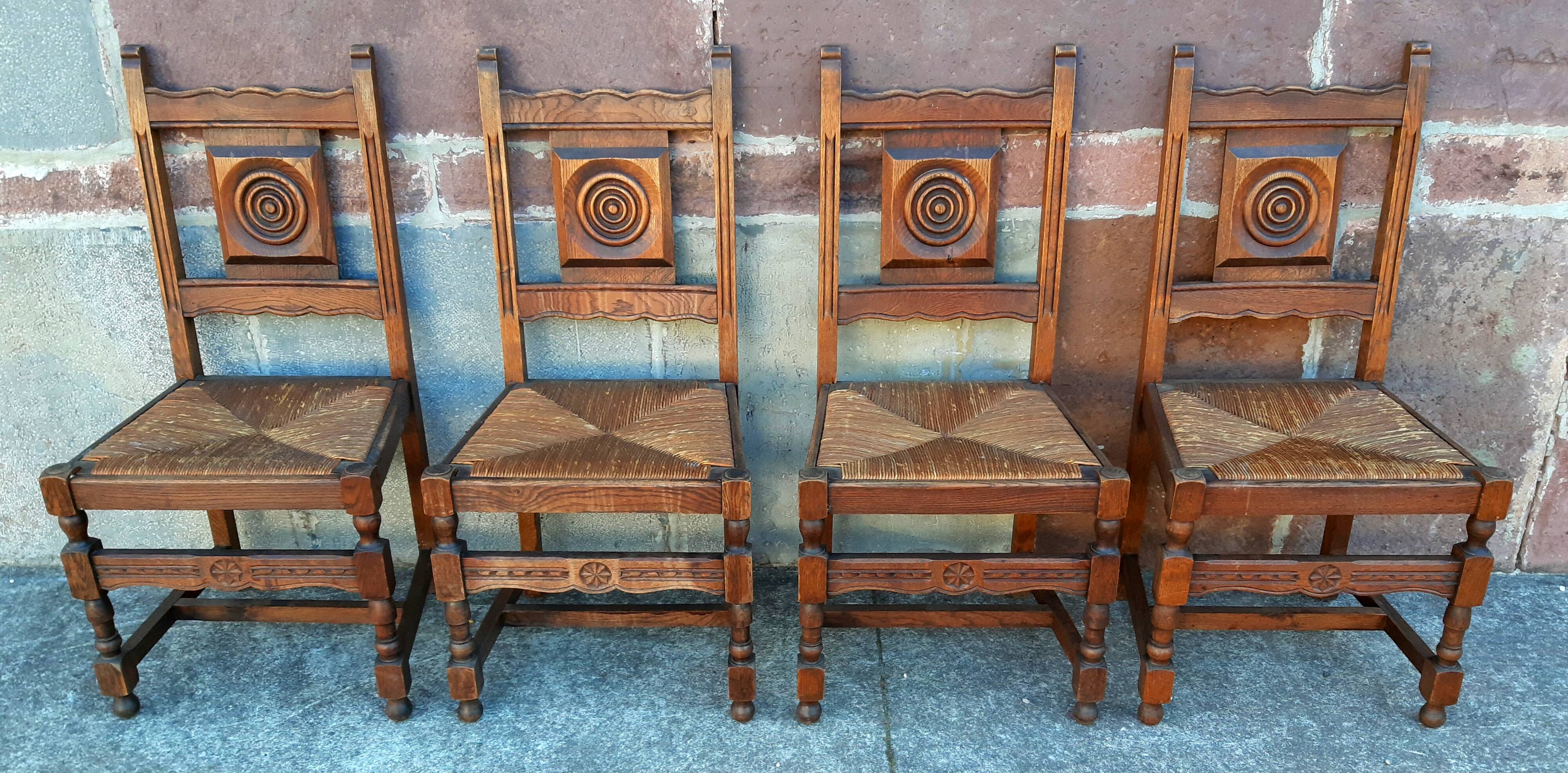4 Basque oak chairs
