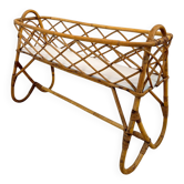 Vintage standing planter in rattan and bamboo – Riviera style, 1970s