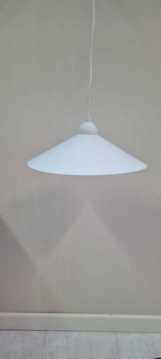 White enameled sheet metal pendant light