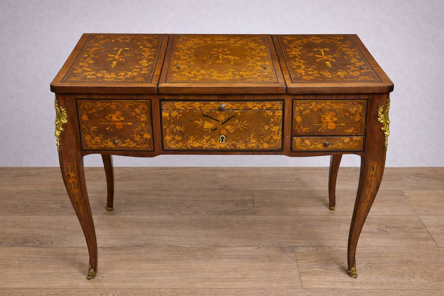 Powdered marquetry, French work from the Louis XV Transition period.