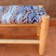 Tabouret banc bleu tressé et bois