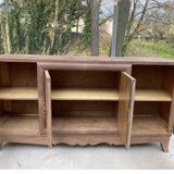 Art Deco sideboard with 4 doors, renovated in raw oak wood, 200cm