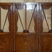 Pair of three-panel screens made of Dutch hardwood and walnut.