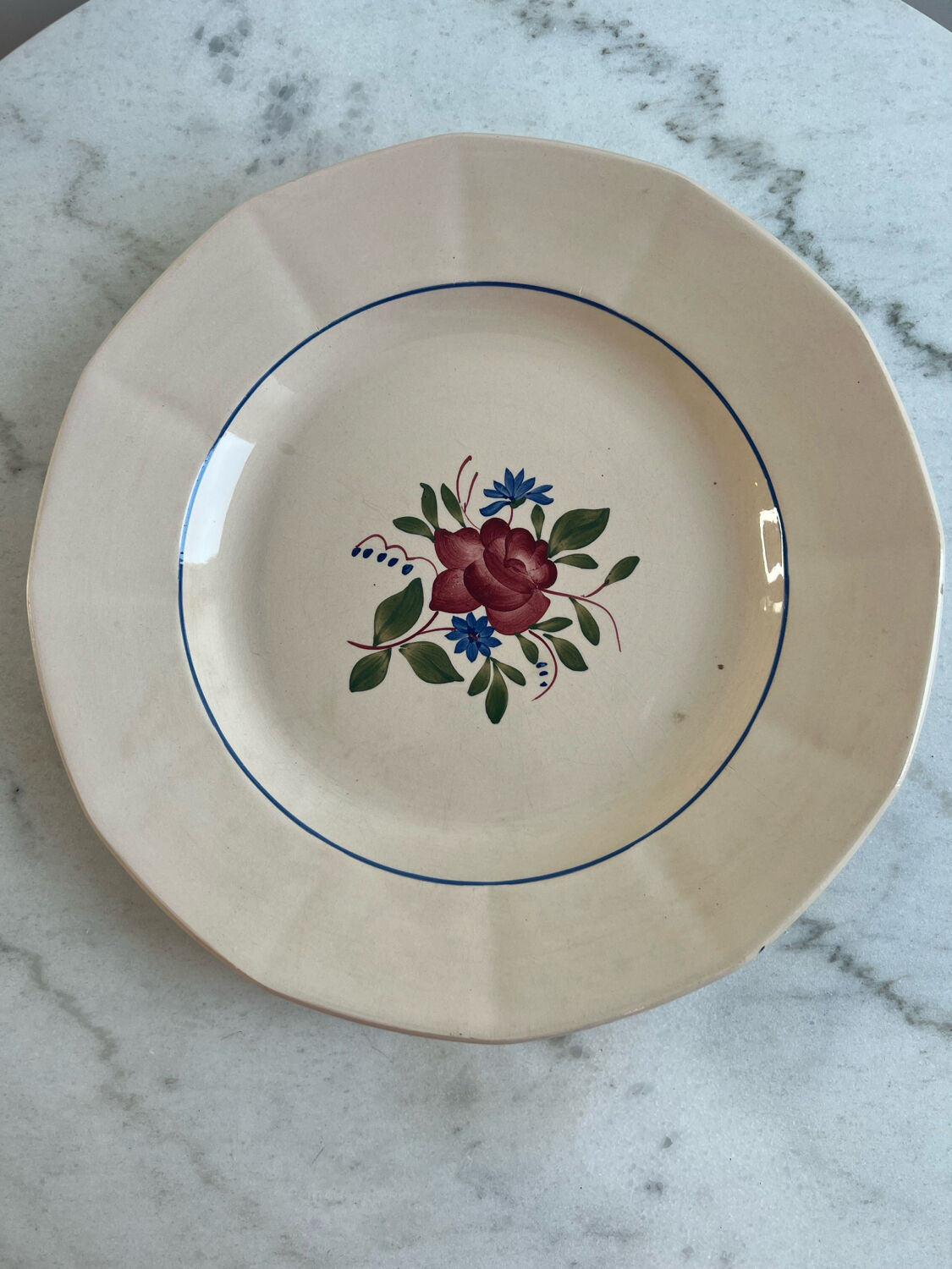 Large Sarreguemines Digoin Flower hand-painted dish