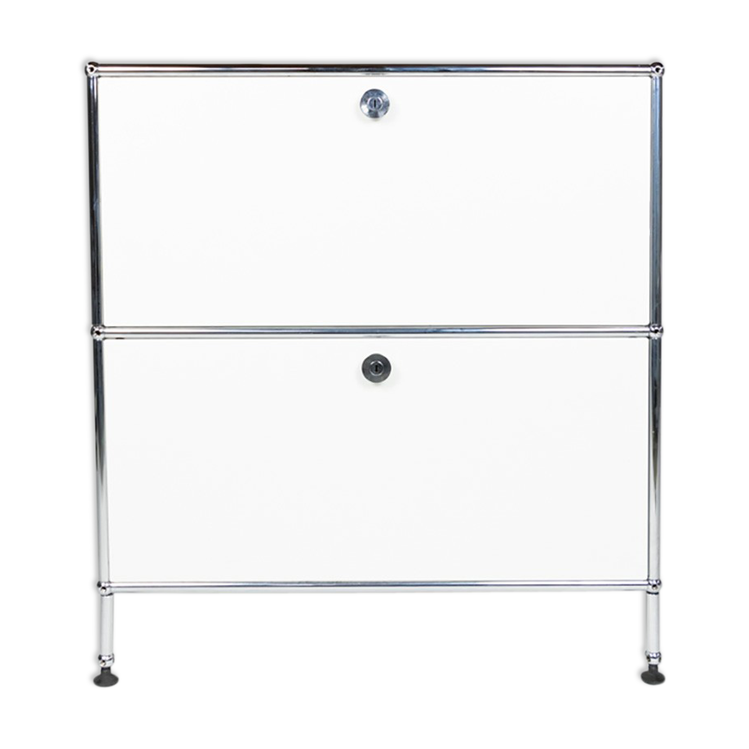 Industrial white iron 2 drawer cabinet by Fritz Haller & Paul Schärer for USM haller, 1980s (evt 2 available)