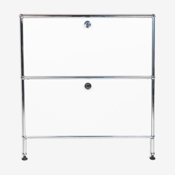 Industrial White Iron 2 Drawer Cabinet De Fritz Haller et Paul Schàrer Pour Usm Haller, années 1980 (Evt 2 Disponible)