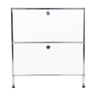 Industrial white iron 2 drawer cabinet by Fritz Haller & Paul Schärer for USM haller, 1980s (evt 2 available)