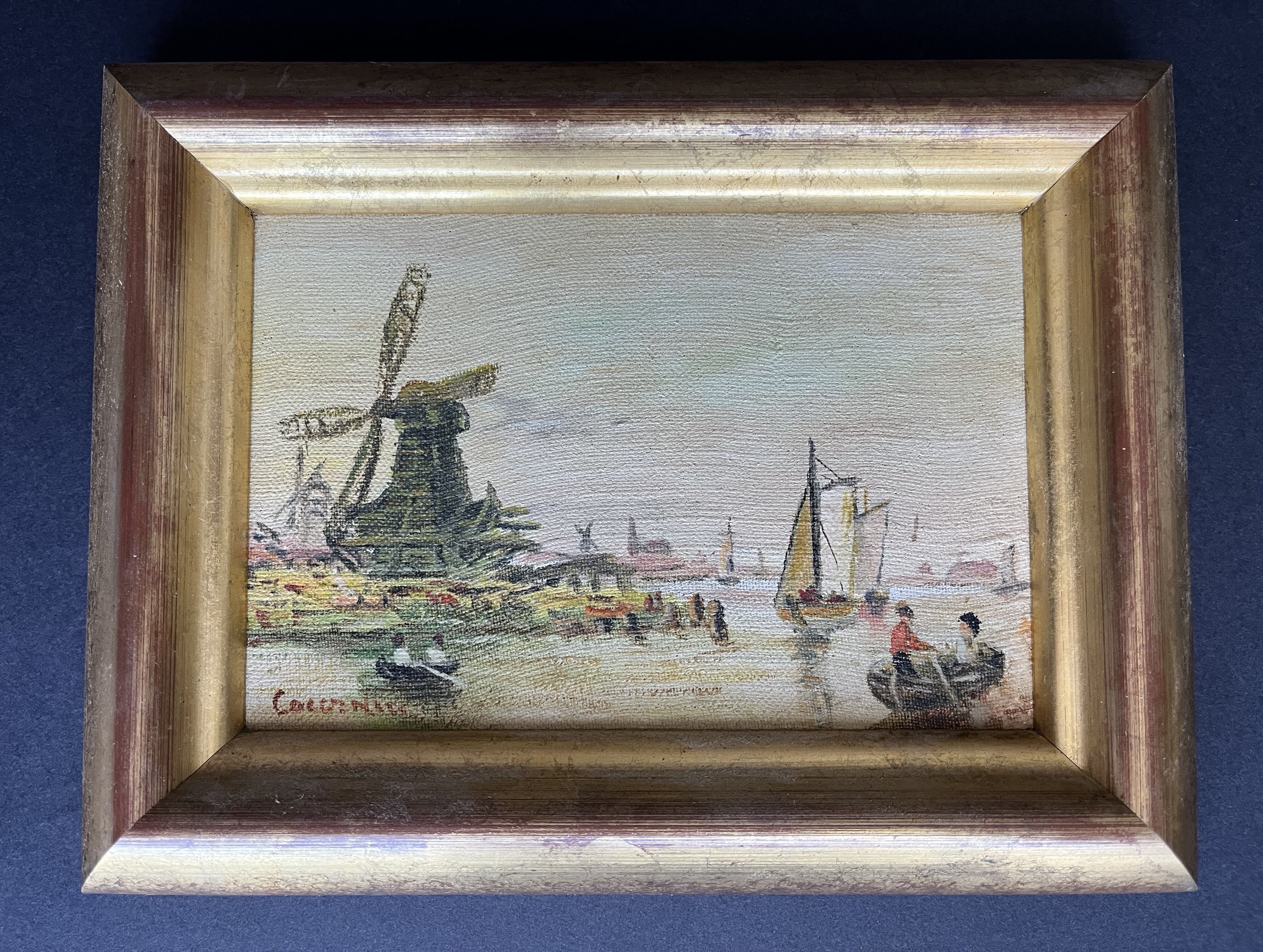 Painting: oil on canvas - lake edge of the mills