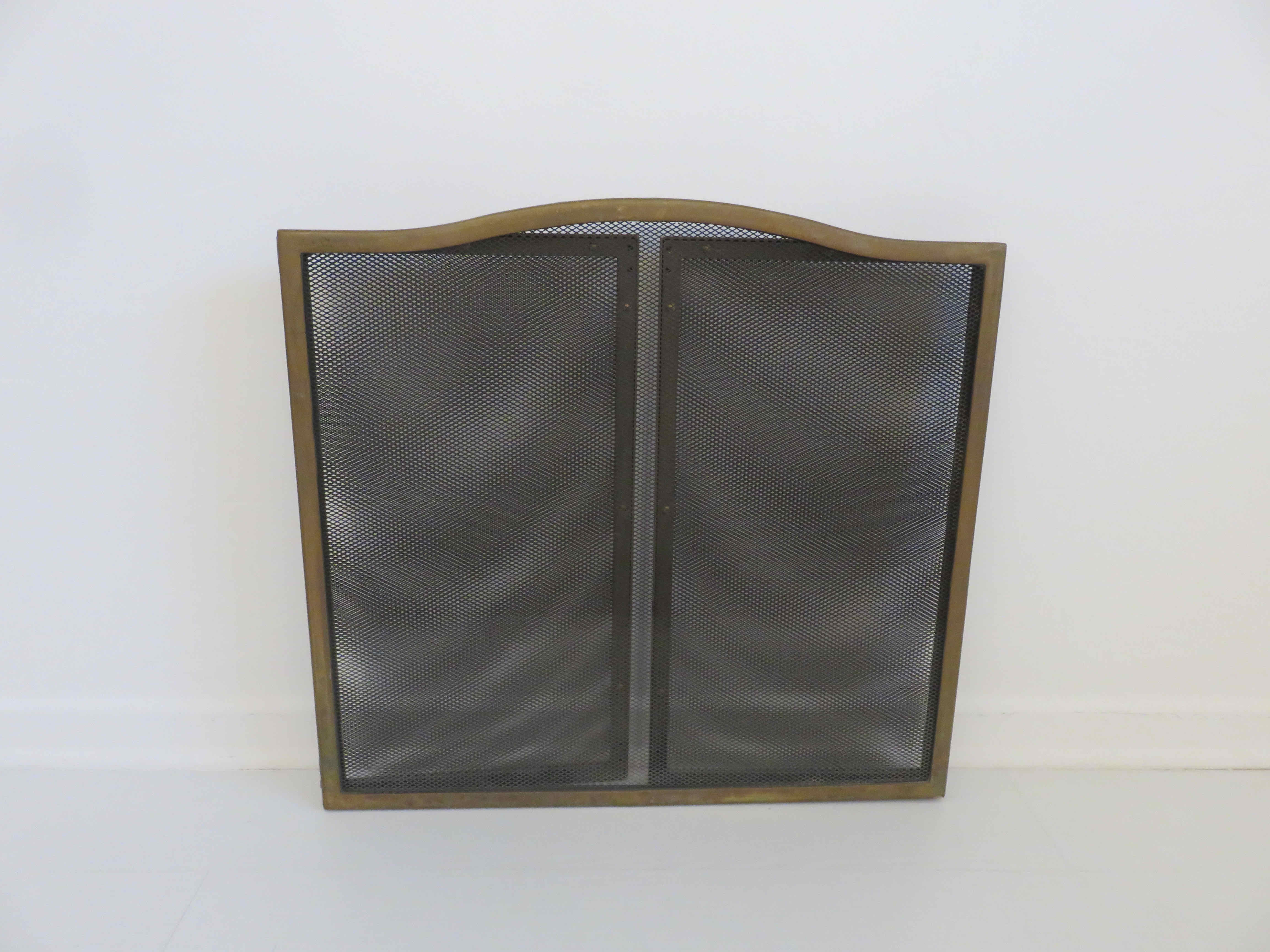 3-panel brass fireplace screen 70s