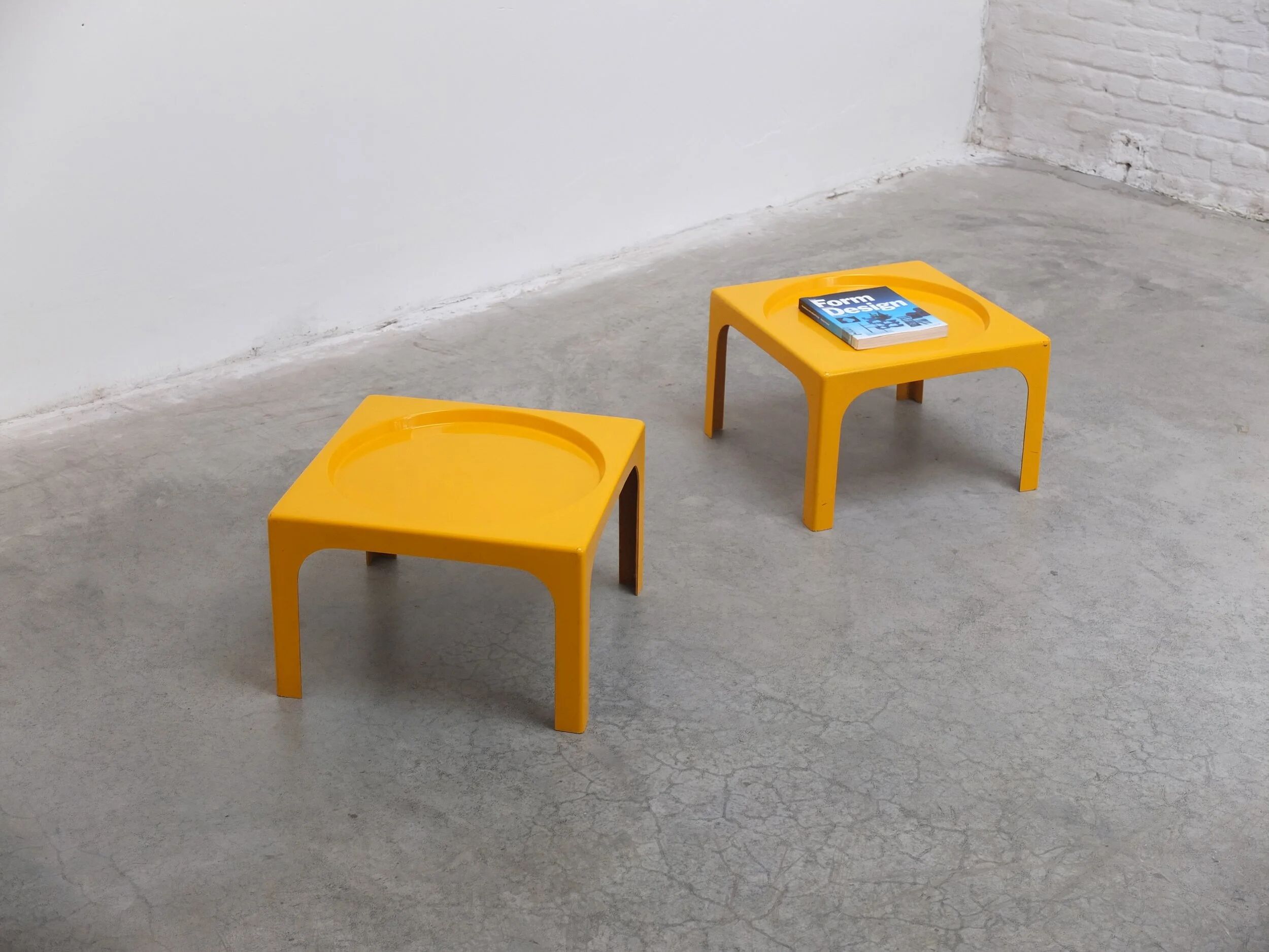 Pair of fiberglass side tables by Marc Berthier for Prisunic, 1970s