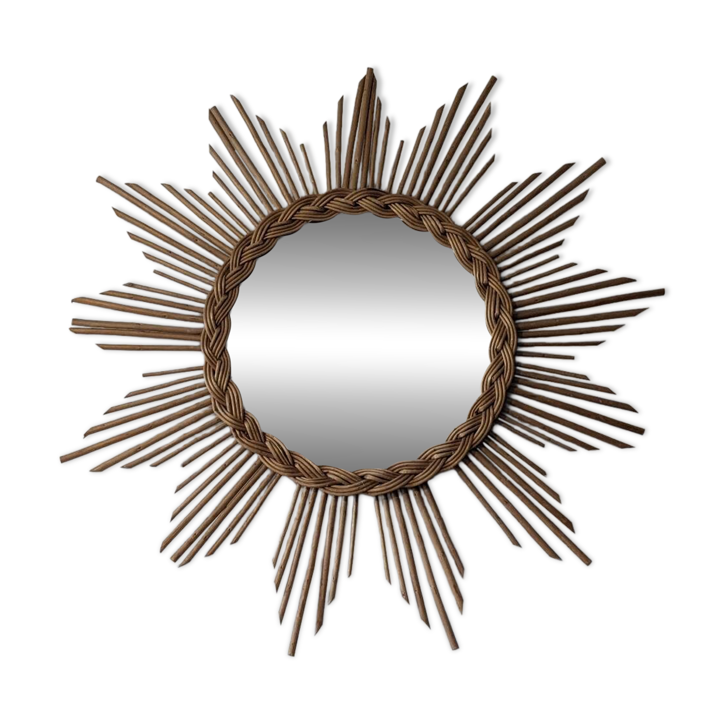 Miroir soleil en rotin