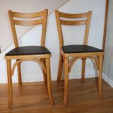 2 chaises Baumann N°19 hêtre clair skai noir