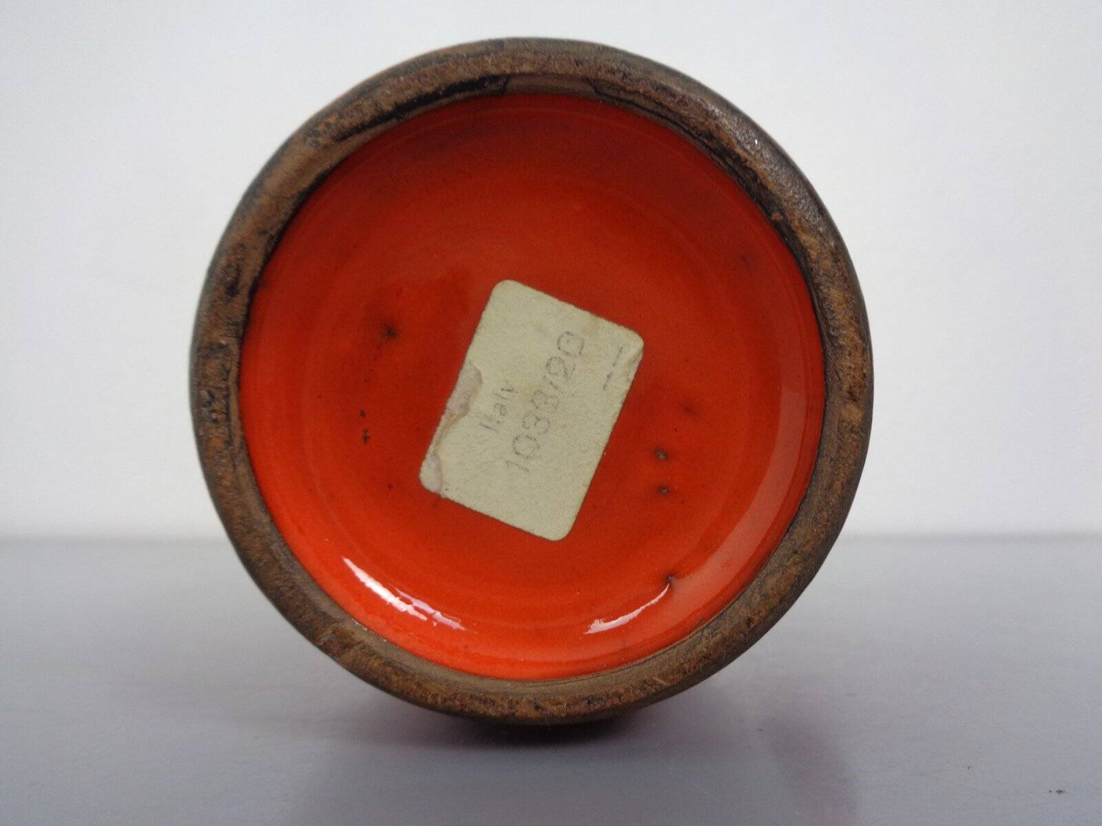 Italian orange ceramic studio vase with handle, 1970s