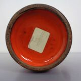 Italian orange ceramic studio vase with handle, 1970s