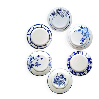 Assiettes plates anciennes dépareillées en faïence