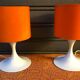 Pair of lamps 1970s Earthenware Rosenthal lampshade orange