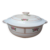 Soup tureen with lid in Salins ironstone model Nénuphar 25.5cm