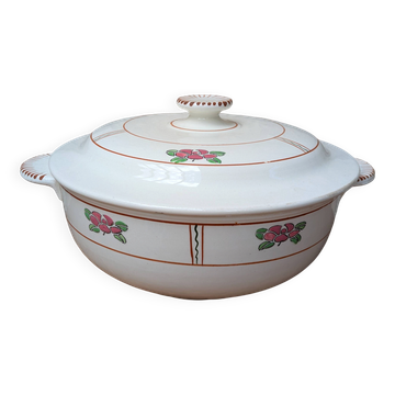 Soup tureen with lid in Salins ironstone model Nénuphar 25.5cm